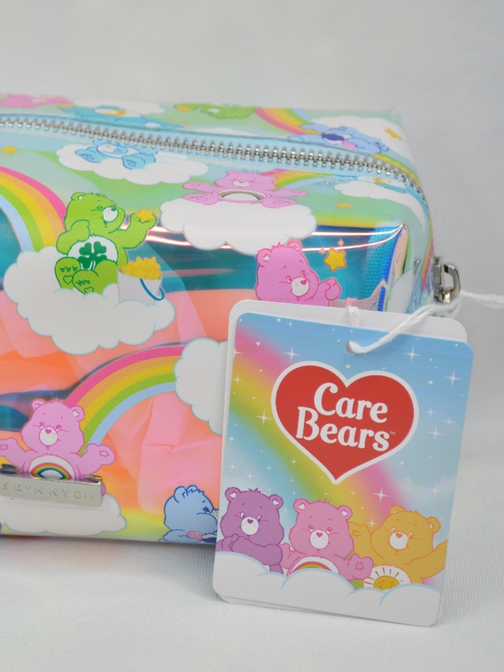NWT Care Bears x SkinnyDip Rainbow Transparent Makeup Cosmetic Travel Bag